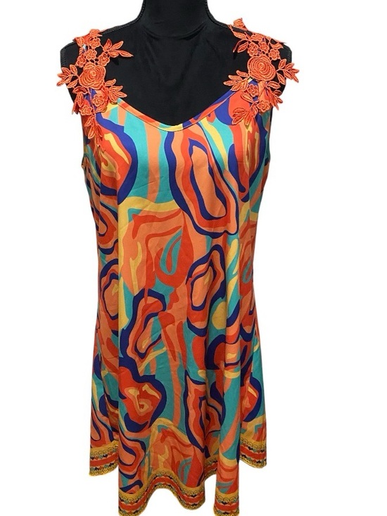 SHEIN Dresses & Skirts - Vibrant Floral-Trim Sleeveless Dress